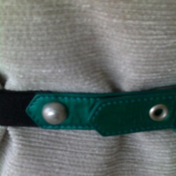 NWT PATRIZIA PEPE Women\'s Elastic Thin Waist Belt Emerald Decor